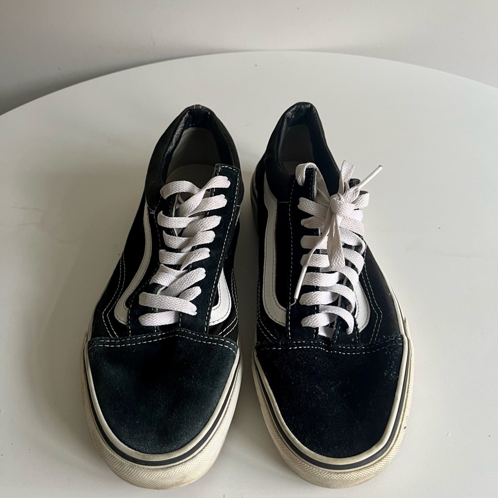 Vans Old Skool Black White Stripe Suede Canvas Low Top Sneakers Size 10 - Picture 3 of 5